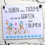 Gartenschild LEBEN ohne TR&Auml;UME 11 x 9,5 cm (S)