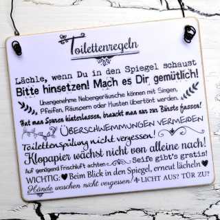 Schild Dekoschild TOILETTENREGELN