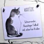 dekoratives Schild Katze: Flauschiger Fellball mit...