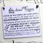 Schild aus Holz LEBE DEINE TR&Auml;UME 11 x 9,5 cm (S)