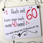 Schild RUNDER GEBURTSTAG 60 Jahre (individualisierbar) 13 x 13 cm (SAH+D) Holz