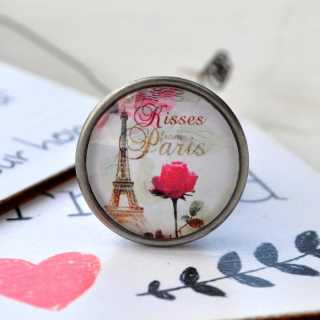 M&ouml;belkn&ouml;pfe LOVE in PARIS Metallknauf KISSES from PARIS alt Messing br&uuml;niert (altgoldener Look)