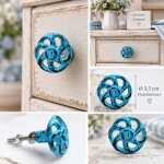 Vintage Möbelknauf WINDRAD blau im Shabby Chic