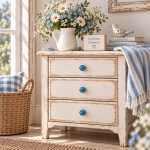 Vintage Möbelknauf WINDRAD blau im Shabby Chic