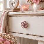 Vintage Möbelknauf ANTIQUE JALI rosa im Shabby Chic