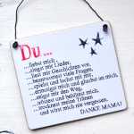 Schild  DU LIEBST MICH Dankeschön an eine Mutter 13 x 13 cm (SAH+D) Holz