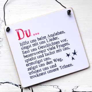 Schild  DU LIEBST MICH Dankeschön an Erzieher/innen