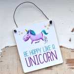 Dekoschild mit Einhorn-Spruch BE HAPPY like a UNICORN