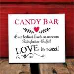 Hochzeitsschild Candy Bar fürs Süßigkeitenbuffet an Hochzeitsfeiern