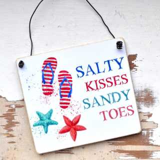 Urlaubsschild SALTY KISSES SANDY TOES 17 x 20 cm (L)