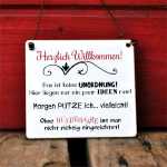 Schild zum Thema Putzen Unordnung und Hundehaare 13 x 13 cm (SAH+D) Holz