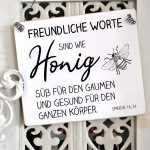 Schild Freundliche Worte sind süß wie Honig 13 x 13 cm (SAH+D) Holz