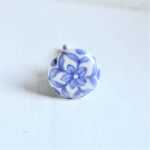 Möbelknopf Mini Blumen blau weiß (2,5 cm)
