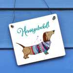 Schild Hereingedackelt Dackel Strickpulli...