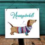 Schild Hereingedackelt Dackel Strickpulli Willkommensschild Dackeschild für Dackelfans