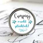 Geschenkidee für Campingfreunde Flaschenkorken Camping macht glücklich alt Zinn brüniert (altsilberner Look)