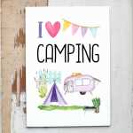 Kunstdruck I Love Camping Wortcollage f&uuml;r...
