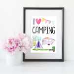 Kunstdruck I Love Camping Wortcollage f&uuml;r...