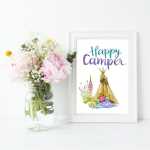 Kunstdruck Happy Camper mit romantischem Zeltmotiv DINA4