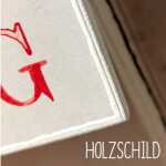 Campingschild I love Camping mit Wohnwagen-Motiv 13 x 13 (SAH+D) Holz