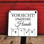 Schild Vorsicht umwerfende Hunde 17 x 20 cm 4 Löcher