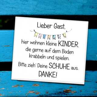 Schuhschild Bitte Schuhe ausziehen - Hier leben Kinder 17 x 20 cm (L) Metall