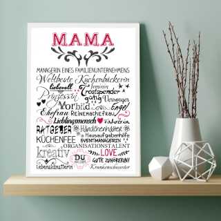 Muttertagsgeschenkidee für Mütter Schild Mama Wortcollage aus Metall