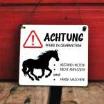 Achtung Pferd in Quarant&auml;ne Hinweisschild f&uuml;r...