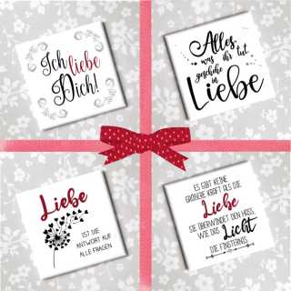 4er Magnet-Set mit Sprüchen über die Liebe Geschenkidee zum Valentinstag oder Hochzeitstag