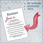 Rentner Definition zum Download und selbst ausdrucken Geschenkidee zum Ruhestand