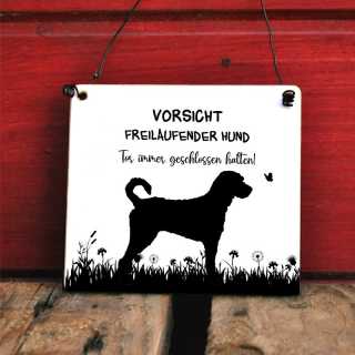Hundeschild Vorsicht freilaufender Hund Tor geschlossen halten, Labradoodle, Vorsicht Hund Schild, Hund Warnschild, Schild Hund, Hundewarnschild