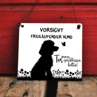 Hund Warnschild, personalisiertes Hundeschild Vorsicht freilaufender Hund, Vorsicht Hund Schild, Hundewarnschild, Schild Hund, Pudel, individuell