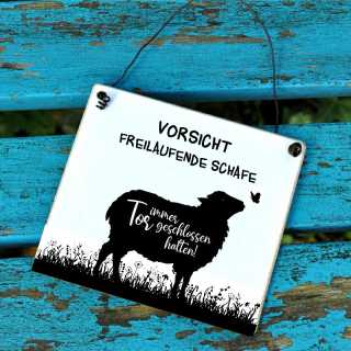 Warnschild Vorsicht freilaufende Schafe - Tor immer geschlossen halten | Schafe-Schild für Weide & Hof | Schild freilaufende Tiere
