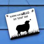 Schäfchen Schild Komme was Wolle! Ich Schaf das |...