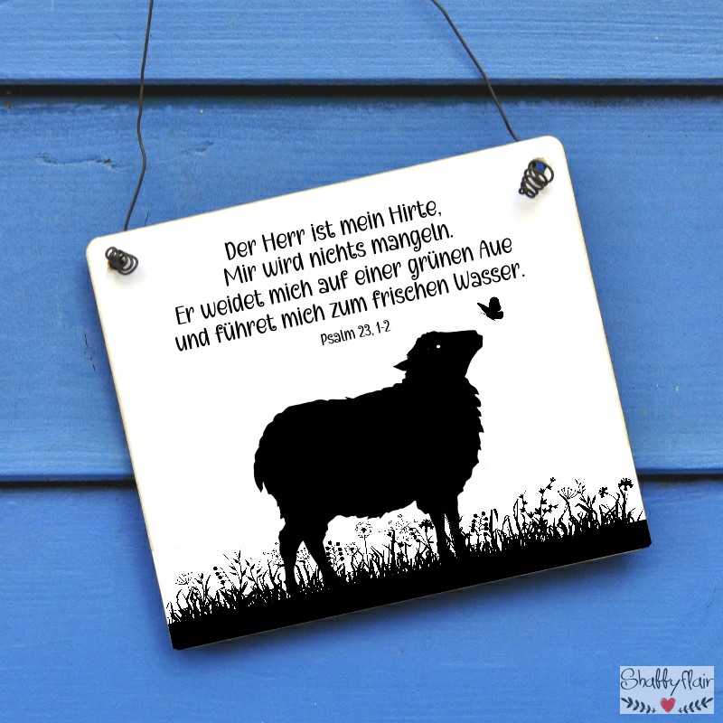 Taufgeschenk Taufspruch Der Herr ist mein Hirte Psalm 23 Schaf Deko