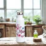 Thermosflasche mit Bambusdeckel Kirschblüte | Mama Geschenkidee | Muttertagsgeschenk | Geschenkidee für Mama | Trinkflasche