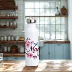 Thermosflasche mit Bambusdeckel Kirschblüte | Mama Geschenkidee | Muttertagsgeschenk | Geschenkidee für Mama | Trinkflasche