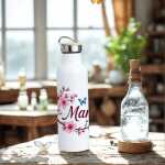 Thermosflasche mit Bambusdeckel Kirschblüte | Mama Geschenkidee | Muttertagsgeschenk | Geschenkidee für Mama | Trinkflasche