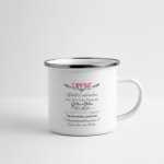 Emaille Tasse mit Campingregeln Geschenk für Outdoor-Fans | Campingtasse für Camper und den Campingurlaub Emaille-Tasse