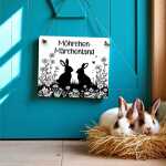 Möhrchen Märchenland Schild | Kaninchenstall Schild wetterfest kaufen | Kaninchen Schild | Hasenschild | Metallschilder | Tierschilder