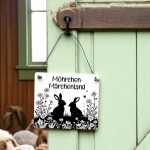 Möhrchen Märchenland Schild | Kaninchenstall Schild wetterfest kaufen | Kaninchen Schild | Hasenschild | Metallschilder | Tierschilder