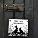 Möhrchen Märchenland Schild | Kaninchenstall Schild wetterfest kaufen | Kaninchen Schild | Hasenschild | Metallschilder | Tierschilder