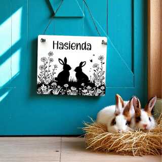 Hasienda Dekoschild | Kaninchenstall Schild wetterfest kaufen | Kaninchen Schild | Hasenschild | Metallschilder | Tierschilder