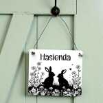 Hasienda Dekoschild | Kaninchenstall Schild wetterfest kaufen | Kaninchen Schild | Hasenschild | Metallschilder | Tierschilder