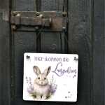 Dekoschild Hier wohnen die Langohren | Kaninchenstall Schild wetterfest kaufen | Kaninchen Schild | Hasenschild | Metallschilder | Tierschilder