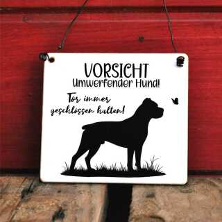 Hundeschild mit Boxer-Motiv – Vorsicht freilaufender Hund