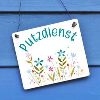 Putzdienst Schild mit Blümchen-Motiv für Eure Hausgemeinschaft