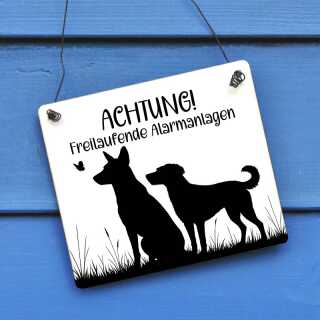 Hundeschild Achtung Hund | Freilaufende Alarmanlagen | Hunde Warnschild | individuelles Schild mit Wunsch-Hunderasse | wetterfest