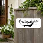 Dackel Schild hereingedackelt – Alu Türschild...
