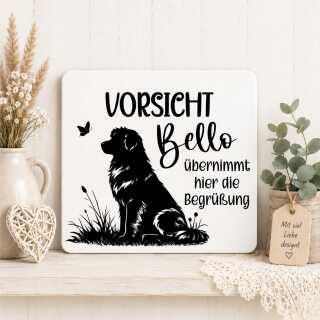 Personalisiertes Hundeschild mit Name und Hunderasse – Vorsicht [Hundename] übernimmt hier die Begrüßung